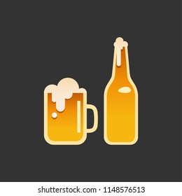 a glass and a bottle of beer