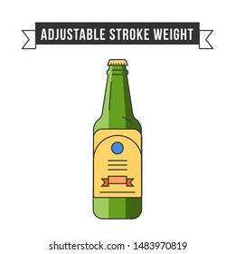  Glass bottle with beer and labels. Oktoberfest icon symbol.