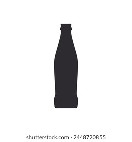 Glass bottle. Beer. Bottle silhouette in black color. Stencil bottle. Flask template. Glass container. Cup. Jar icon. Shape For 3d modeling. Logo template. Soda bottle. Sweet water. Soda sign.