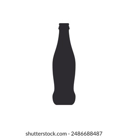 Glass bottle. Beer. Bottle silhouette in black color. Stencil bottle. Flask template. Glass container. Cup. Jar icon. Shape For 3d modeling. Logo template. Soda bottle. Sweet water. Soda sign.