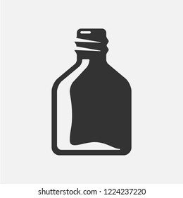 Glass bottle. Black and white vector image