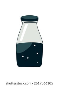  Glass bottle with blueberry juice