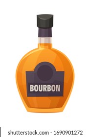Glass bottle of Bourbon on white background vector