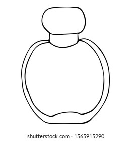 Glass bottle with a cap. Hand-drawn. Isolated over white background, vector illustration.Line art, doodle