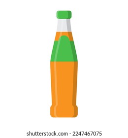 Glass bottle with carbonated drink for bar or store equipment isolated on white. Vending machine drink. Vector illustration of beverage for automatic shop selling. Retail concept