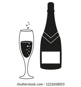 A glass and a bottle of champagne icon