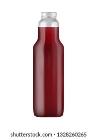 Glass Bottle With Cherry Juice Mockup - High Resolution Vector