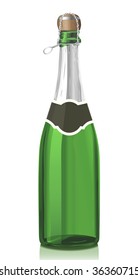 Glass bottle with classical Champagne wine and cork stopper (serie of images)