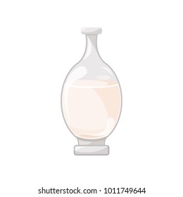 Glass bottle of coconut oil, organic healthy oil product cartoon vector Illustration