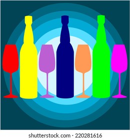 glass and bottle color.vector