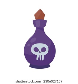 A glass bottle containing poison. witch magic potion bottle for halloween