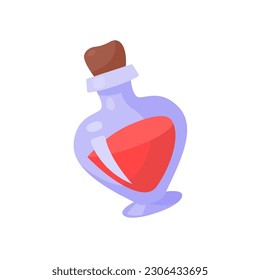 A glass bottle containing poison. witch magic potion bottle for halloween