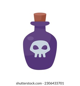 A glass bottle containing poison. witch magic potion bottle for halloween