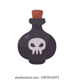A glass bottle containing poison. witch magic potion bottle for halloween