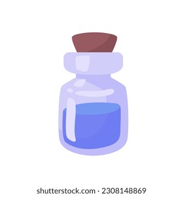 A glass bottle containing poison. witch magic potion bottle for halloween