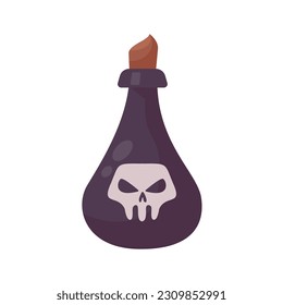 A glass bottle containing poison. witch magic potion bottle for halloween