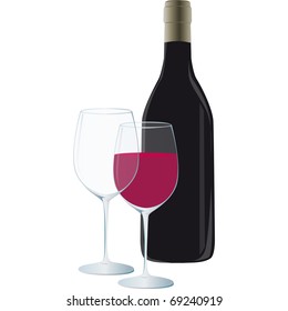 glass bottle containing red wine