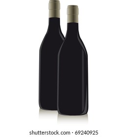 glass bottle containing red wine