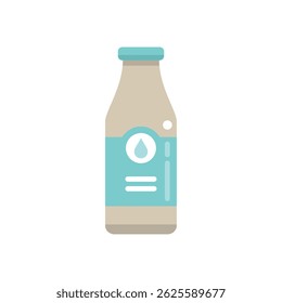 Glass bottle containing refreshing water with simple label design, isolated on white background