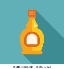 Glass bottle containing sweet maple syrup, a delicious breakfast condiment