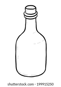 glass bottle and cork / cartoon vector and illustration, black and white, hand drawn, sketch style, isolated on white background.