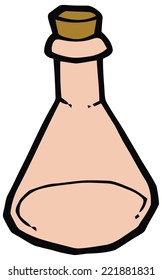 Glass bottle with cork vector drawing. Set of kitchen items