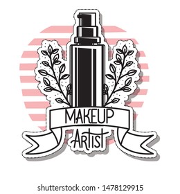 glass bottle of cosmetics product in white background