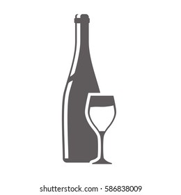 glass bottle and cup wine vector illustration eps 10