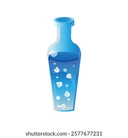 Glass bottle with diamond magic potion. Vector illustration for game interface in fantasy style
