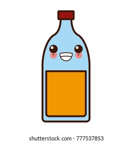 Glass bottle with drink cute kawaii cartoon