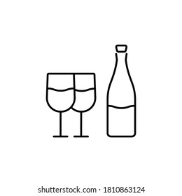 Glass, bottle, drink vector icon