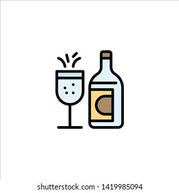 Glass, Bottle, Easter, Drink Business Logo Template. Flat Color