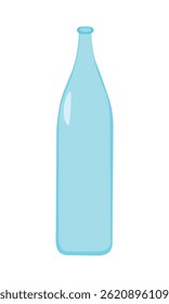 Glass bottle. Empty and tall standing on a white background.