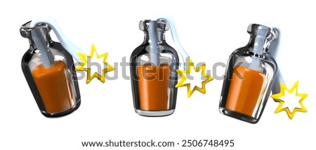 Glass bottle with explosive mixture and burning cord. Molotov cocktail