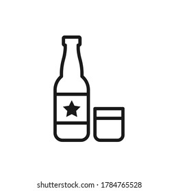 Glass and bottle flat design. Wine icon isolated on white background. Vector illustration