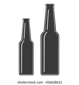 Glass bottle of fresh cold hop pilsner or lager barley or wheat beer vector set of icons illustration