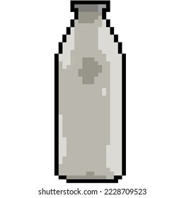 Glass Bottle for Fresh Milk pixel art isolated on white background vector illustration