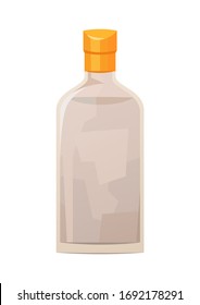 Glass bottle of gin on white background vector