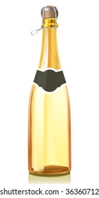 Glass bottle with gold Champagne wine and cork stopper (serie of images)