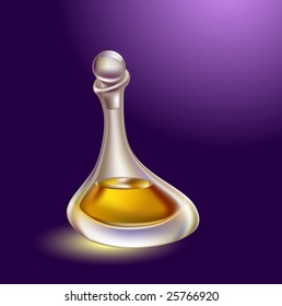 Glass bottle with gold perfume