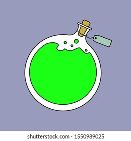 
glass bottle with green potion