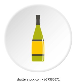 Glass bottle icon in flat circle isolated on white vector illustration for web