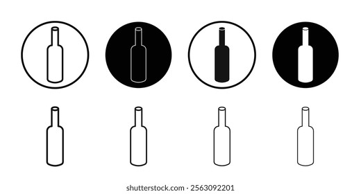 Glass bottle icon Flat outline fill set collection
