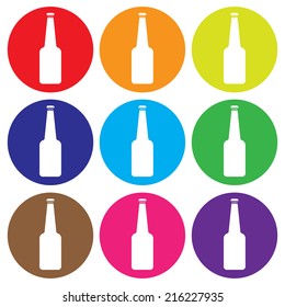 glass bottle icon set vector