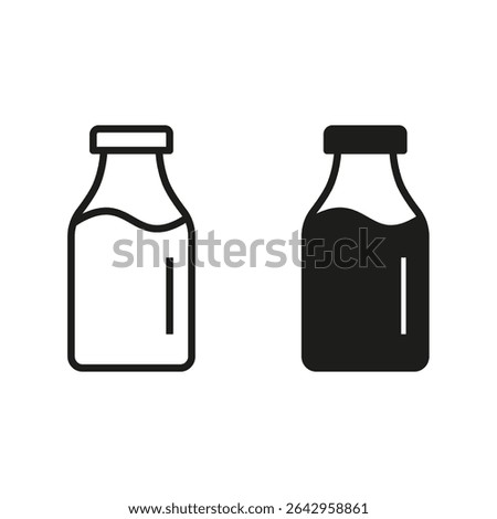 Glass bottle icon set. Vector isolated illustration.