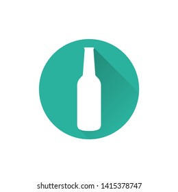 glass bottle icon with shadow in flat style