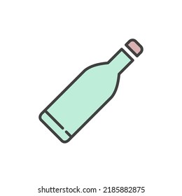 Icono de botella de vidrio ilustración logo para muchos fines. Aislado sobre fondo blanco. caricatura a color completo