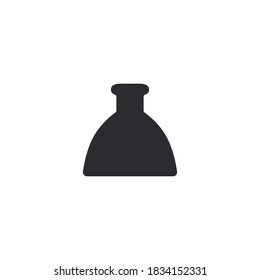 Glass bottle. Ink bottle. Bottle silhouette in black color. Stencil bottle. Flask template. Glass container. Flask of poison. Medicine vial. Jar icon. Inkwell. Shape For 3d modeling. Logo template.