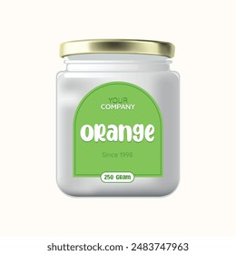 Glass Bottle Jar Package Design For fruits Jam.