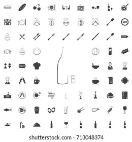 Glass & Bottle line black icon on the white background restaurant cafe set Flat vector illustration